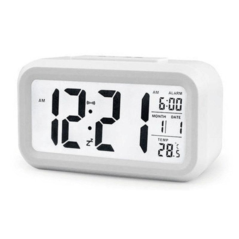 Time and Temperature Digital Table Snooze Alarm Clock LCD Display Bedside Alarm Clock with Snooze Backlight Night Light Date and Temperature Sleep Timer for for Heavy Sleepers Children Wake Up Kids Alarm Clock Night Light for Children Desk Clock
