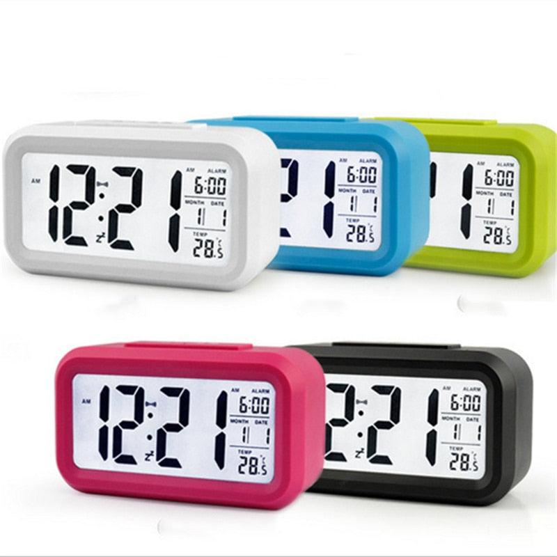 Time and Temperature Digital Table Snooze Alarm Clock LCD Display Bedside Alarm Clock with Snooze Backlight Night Light Date and Temperature Sleep Timer for for Heavy Sleepers Children Wake Up Kids Alarm Clock Night Light for Children Desk Clock