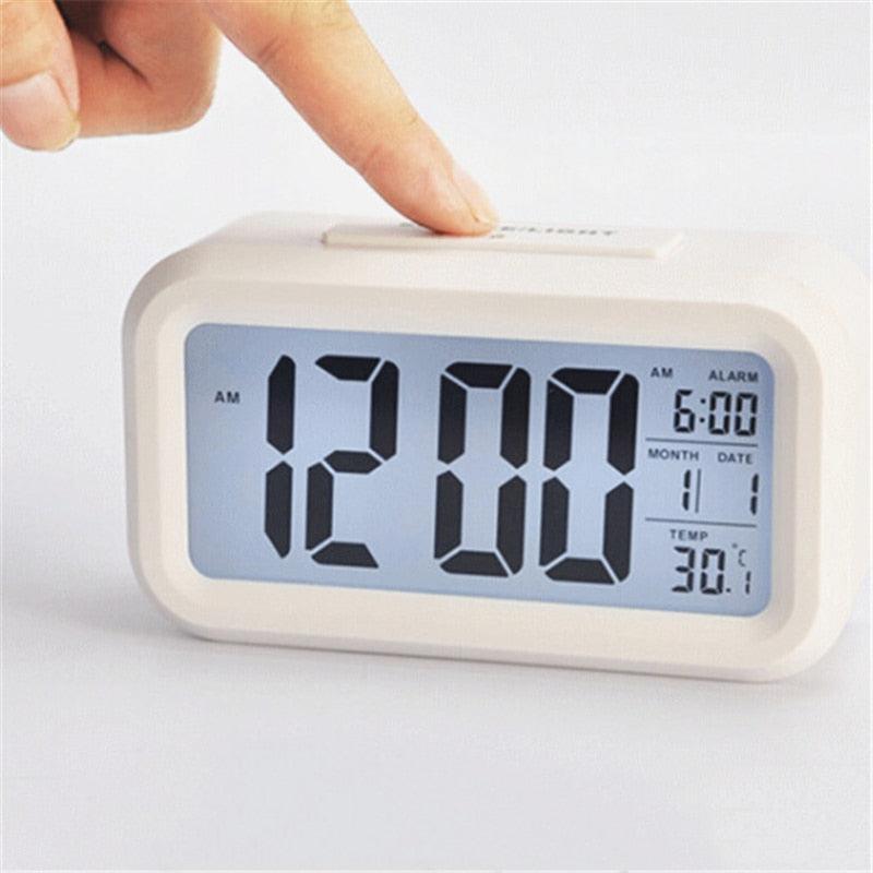 Time and Temperature Digital Table Snooze Alarm Clock LCD Display Bedside Alarm Clock with Snooze Backlight Night Light Date and Temperature Sleep Timer for for Heavy Sleepers Children Wake Up Kids Alarm Clock Night Light for Children Desk Clock