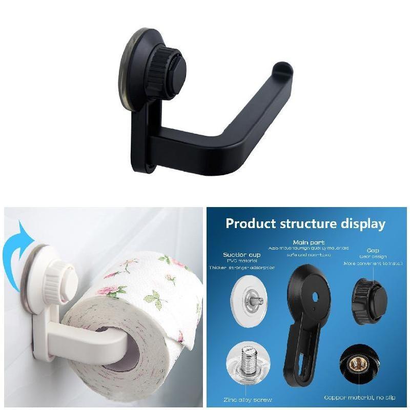 Toilet Paper Holder Super Storage Suction Cup Wall Mount Removable Rack Suction Cup Toilet Paper Holder Wall Mount Plastic Tissue Roll Dispenser For Bathroom And Kitchen