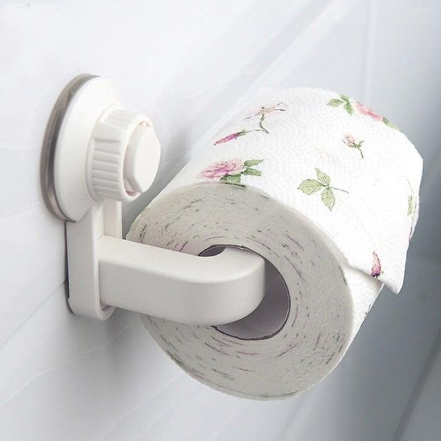Toilet Paper Holder Super Storage Suction Cup Wall Mount Removable Rack Suction Cup Toilet Paper Holder Wall Mount Plastic Tissue Roll Dispenser For Bathroom And Kitchen