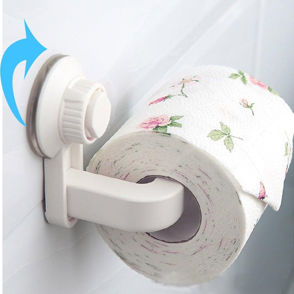 Toilet Paper Holder Super Storage Suction Cup Wall Mount Removable Rack Suction Cup Toilet Paper Holder Wall Mount Plastic Tissue Roll Dispenser For Bathroom And Kitchen