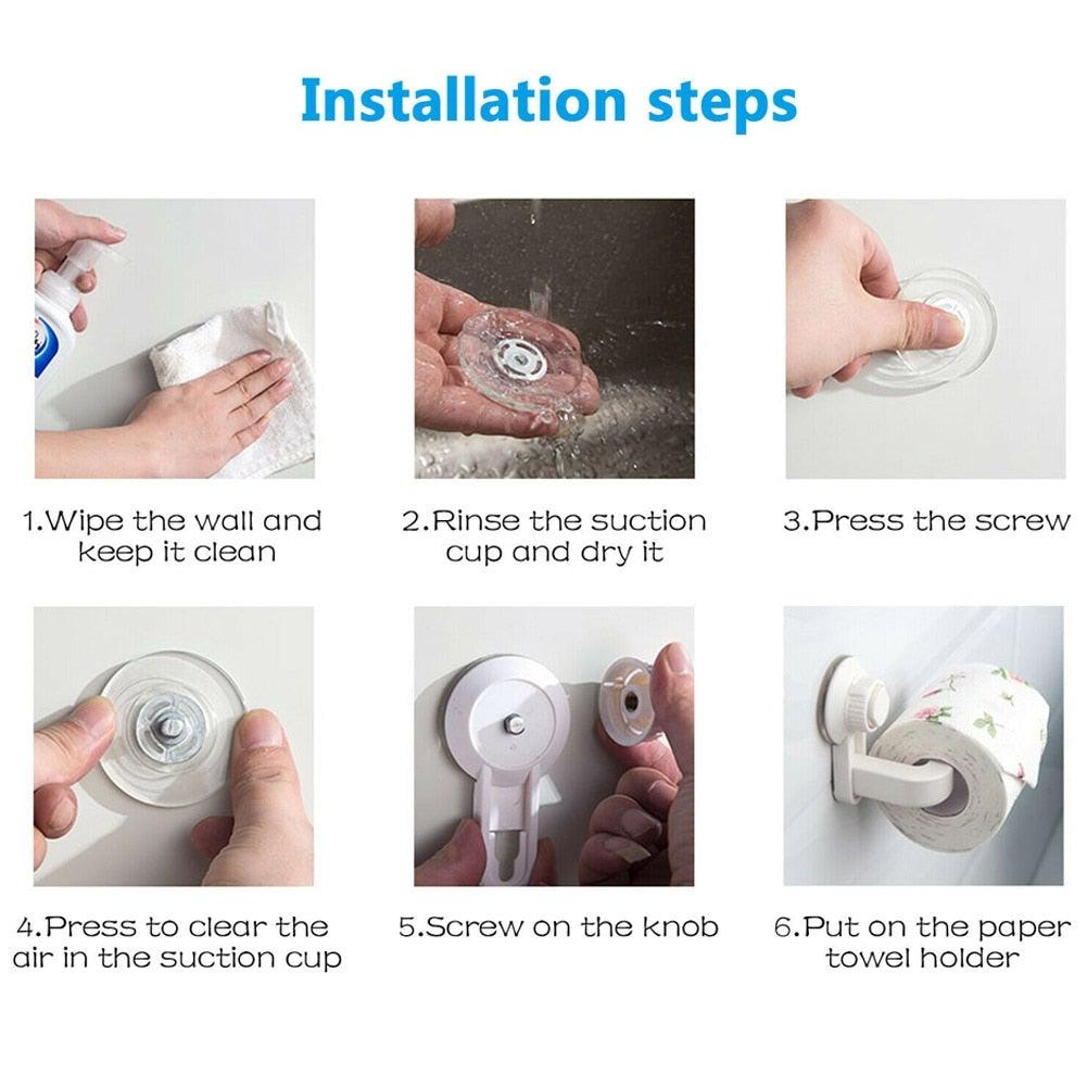Toilet Paper Holder Super Storage Suction Cup Wall Mount Removable Rack Suction Cup Toilet Paper Holder Wall Mount Plastic Tissue Roll Dispenser For Bathroom And Kitchen