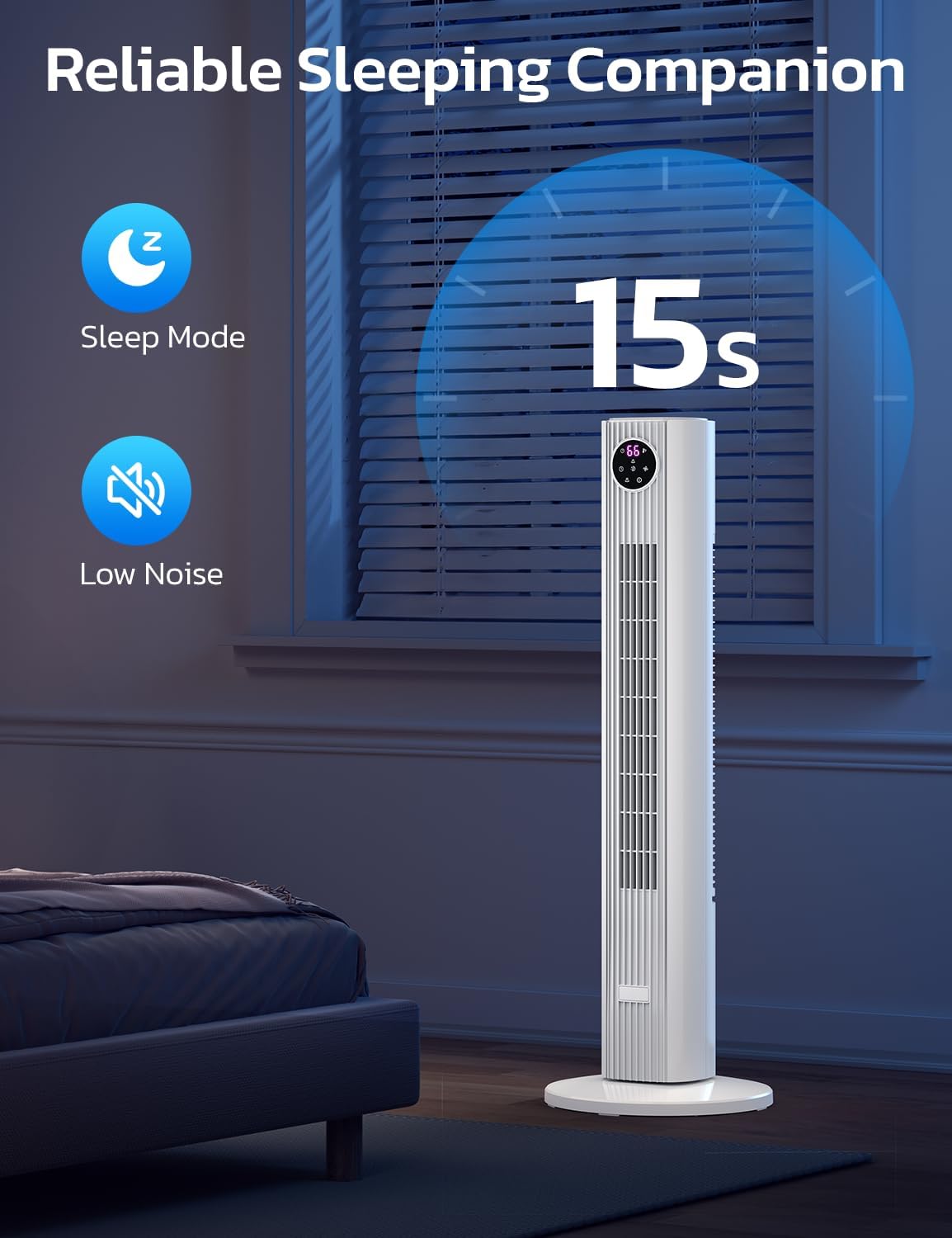Tower Fan for Bedroom, 90° Oscillating Fan with 12H Timer, 37”Standing Fans with Remote, Bladeless Fan with 4 Modes & 3 Speeds