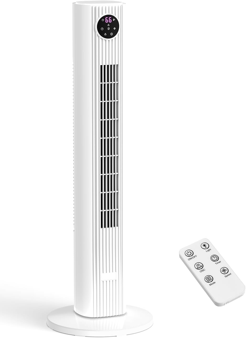 Tower Fan for Bedroom, 90° Oscillating Fan with 12H Timer, 37”Standing Fans with Remote, Bladeless Fan with 4 Modes & 3 Speeds