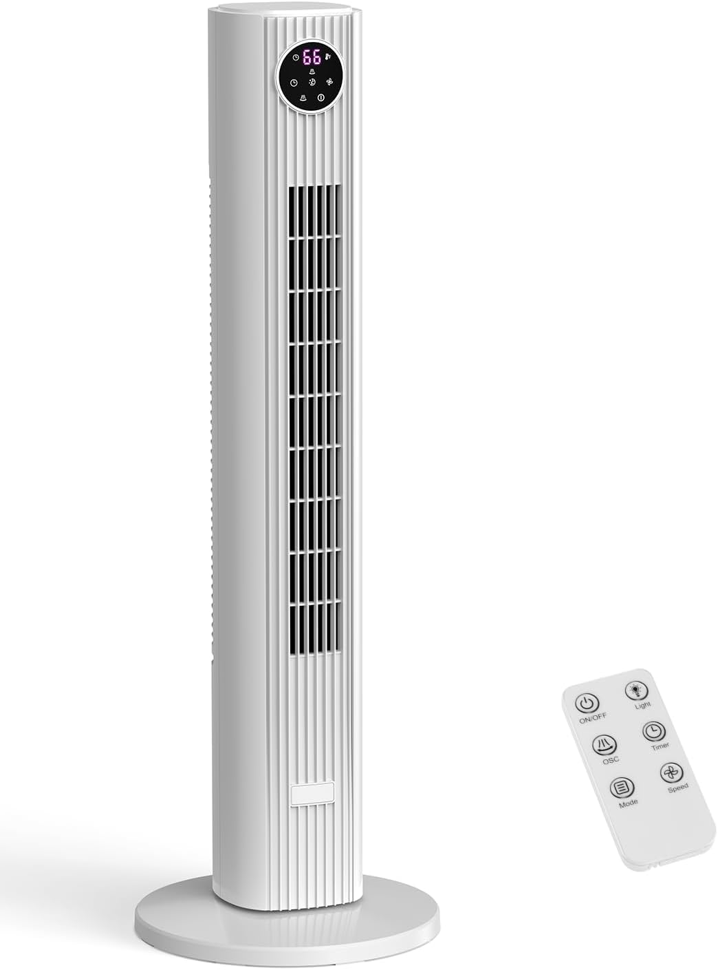 Tower Fan for Bedroom, 90° Oscillating Fan with 12H Timer, 37”Standing Fans with Remote, Bladeless Fan with 4 Modes & 3 Speeds