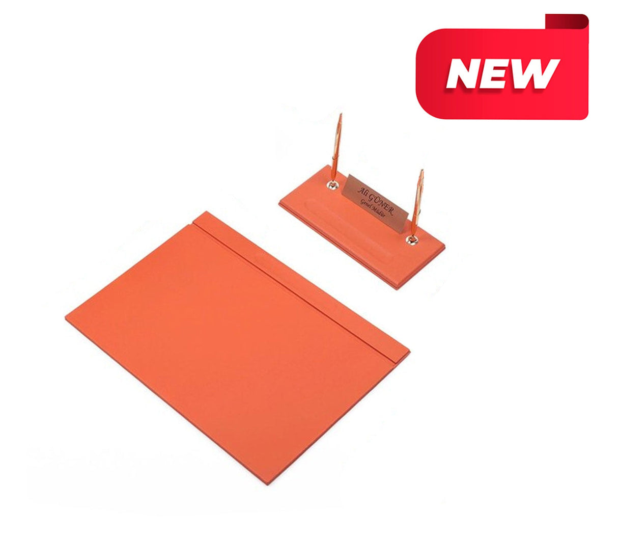 MOOG Leather Desk Set - Brown- 2 PCS