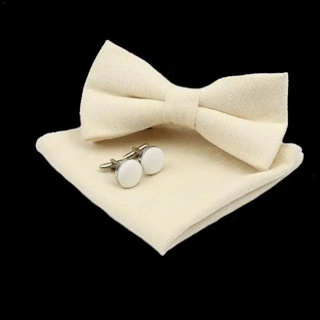 Trendy Tiny Dots Print Bowtie With Pocket Square And Cufflinks Set For Men Retro Butterfly Party Wedding Bowties Without Box Stylish Ties Gift