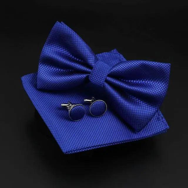 Trendy Tiny Dots Print Bowtie With Pocket Square And Cufflinks Set For Men Retro Butterfly Party Wedding Bowties Without Box Stylish Ties Gift