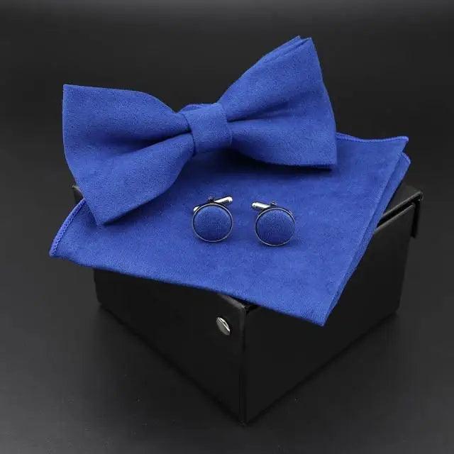 Trendy Tiny Dots Print Bowtie With Pocket Square And Cufflinks Set For Men Retro Butterfly Party Wedding Bowties Without Box Stylish Ties Gift