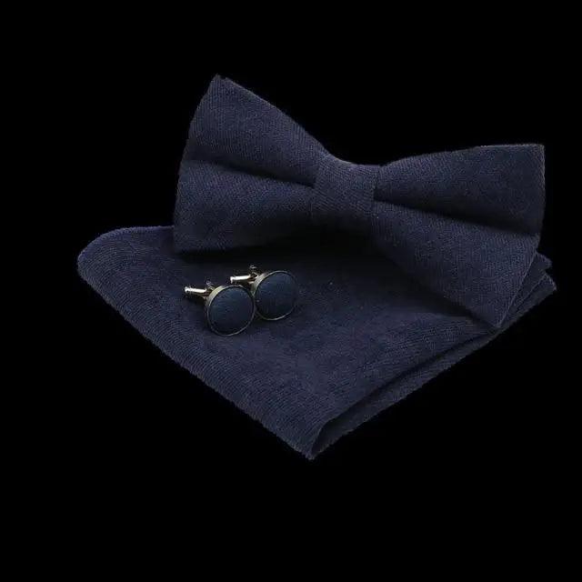 Trendy Tiny Dots Print Bowtie With Pocket Square And Cufflinks Set For Men Retro Butterfly Party Wedding Bowties Without Box Stylish Ties Gift