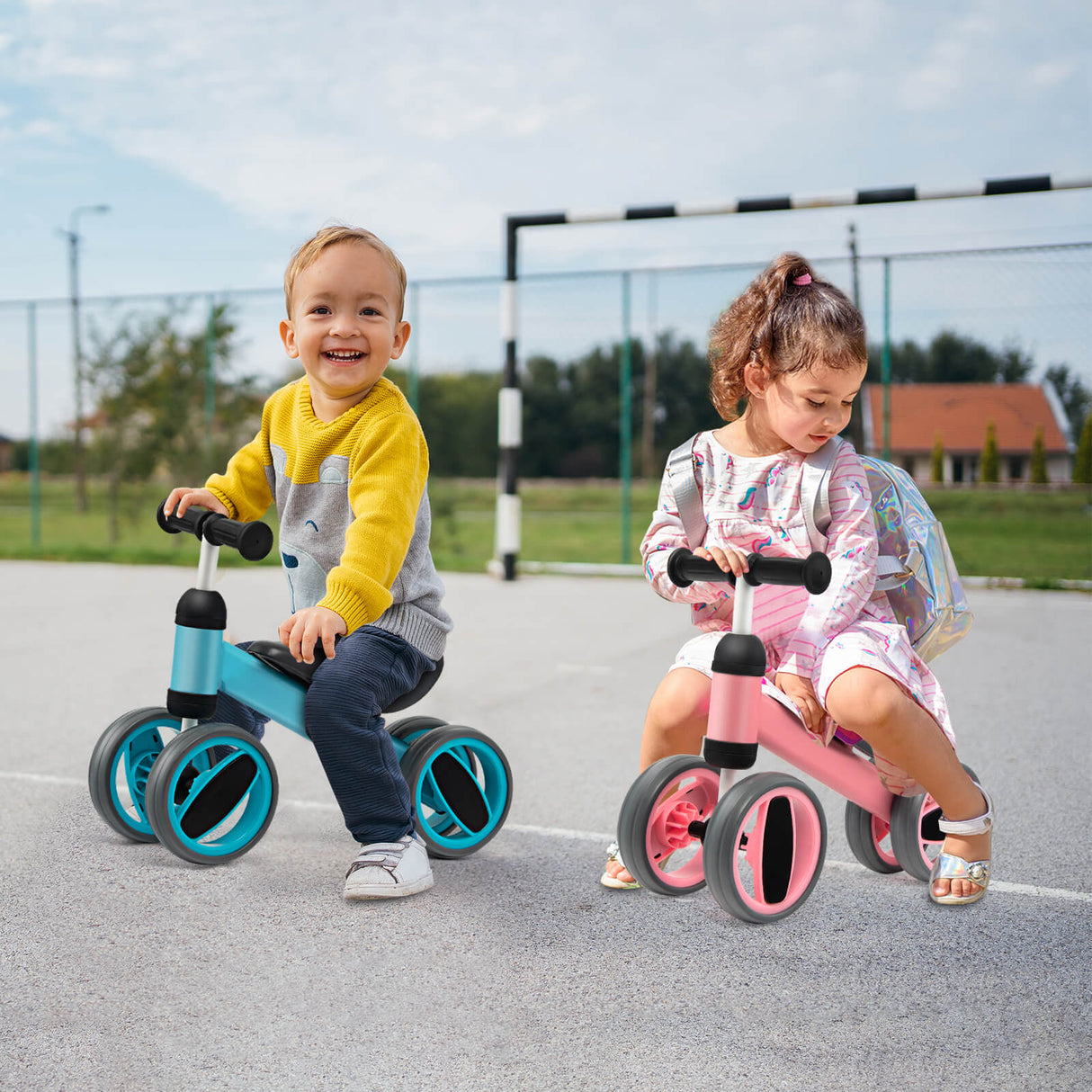 4 Wheels Baby Balance Bike Toy-Blue