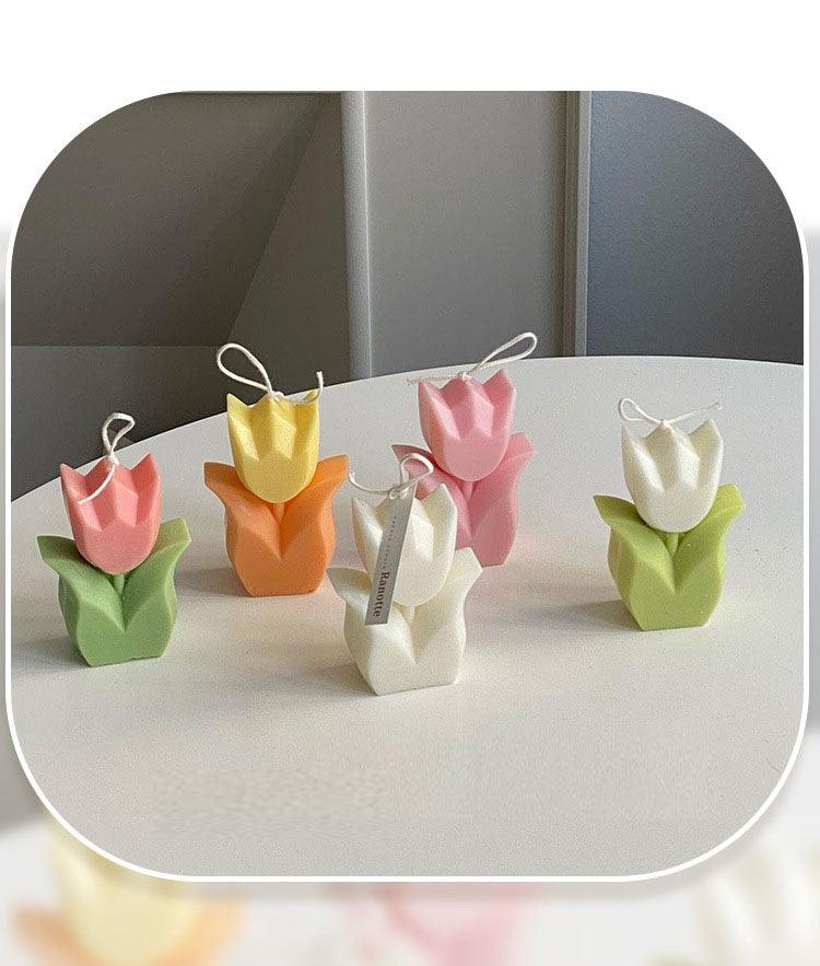 Tulip Candle Aroma Decoration Wedding Souvenir Birthday Gift Decoration Candles Handmade Delicate Tulip Flower Shape Candle Perfect for Birthday Party Wedding Spa Home Decor