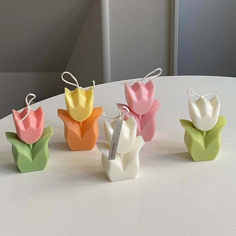 Tulip Candle Aroma Decoration Wedding Souvenir Birthday Gift Decoration Candles Handmade Delicate Tulip Flower Shape Candle Perfect for Birthday Party Wedding Spa Home Decor