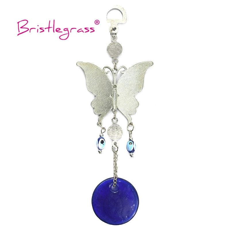 Turkish Blue Evil Eye Rhinestone Butterfly Amulet with Blue Rhinestone Car Charm Rear View Mirror Wall Hanging Protection Lucky Charms Wall Hanging Pendant Protection Home Decor Blessing Gift