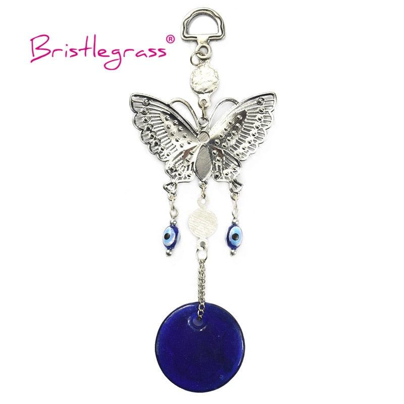Turkish Blue Evil Eye Rhinestone Butterfly Amulet with Blue Rhinestone Car Charm Rear View Mirror Wall Hanging Protection Lucky Charms Wall Hanging Pendant Protection Home Decor Blessing Gift