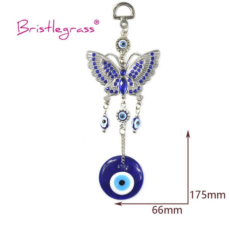 Turkish Blue Evil Eye Rhinestone Butterfly Amulet with Blue Rhinestone Car Charm Rear View Mirror Wall Hanging Protection Lucky Charms Wall Hanging Pendant Protection Home Decor Blessing Gift
