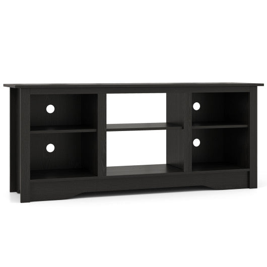 TV Stand for up to 65" Flat Screen TVs with Adjustable Shelves for 18" Electric Fireplace (Not Included)-Black
