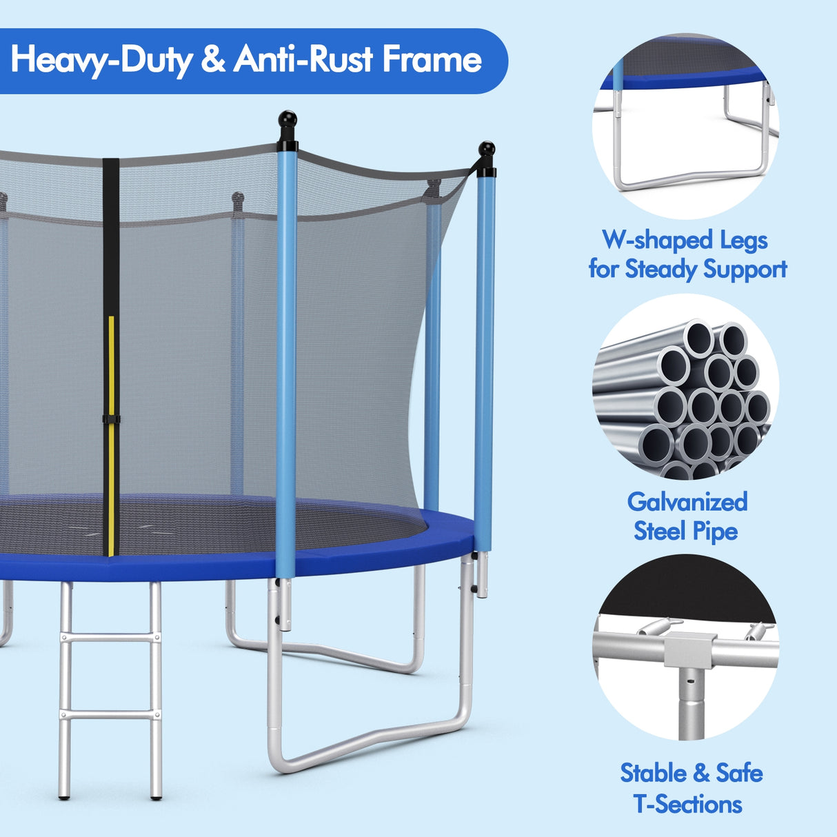 Outdoor Trampoline with Safety Closure Net-15 ft