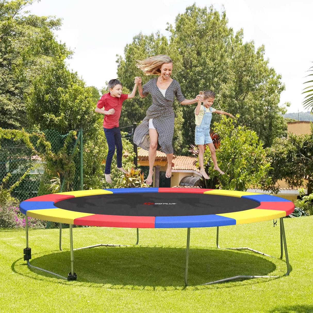12 Feet Waterproof and Tear-Resistant Universal Trampoline Safety Pad Spring Cover-Blue