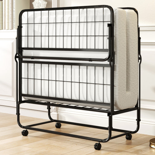 Twin Size Folding Bed with Memory Foam Mattress and Heavy-duty Metal Frame
