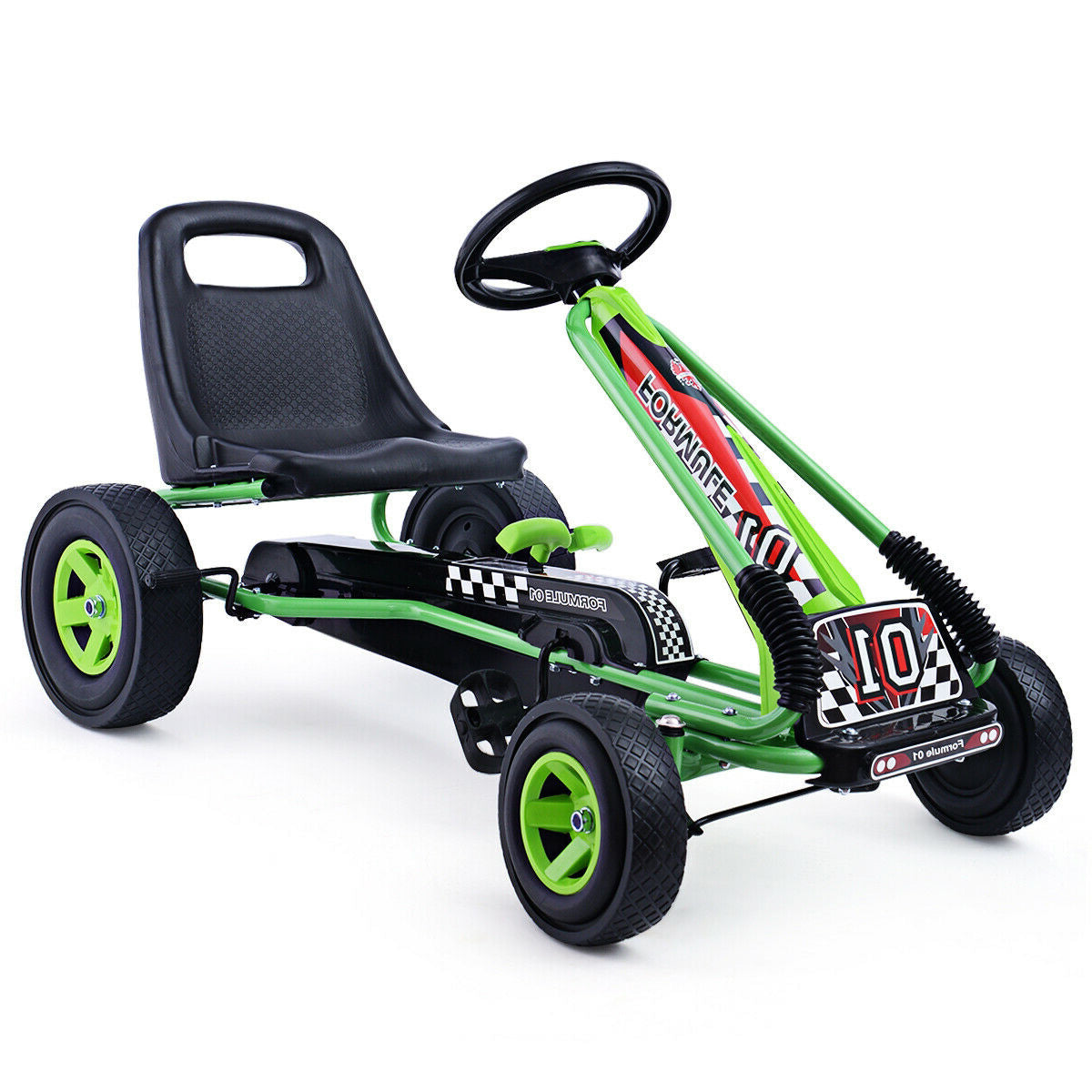 4 Wheels Kids Ride On Pedal Powered Bike Go Kart Racer Car Outdoor Play Toy-Red