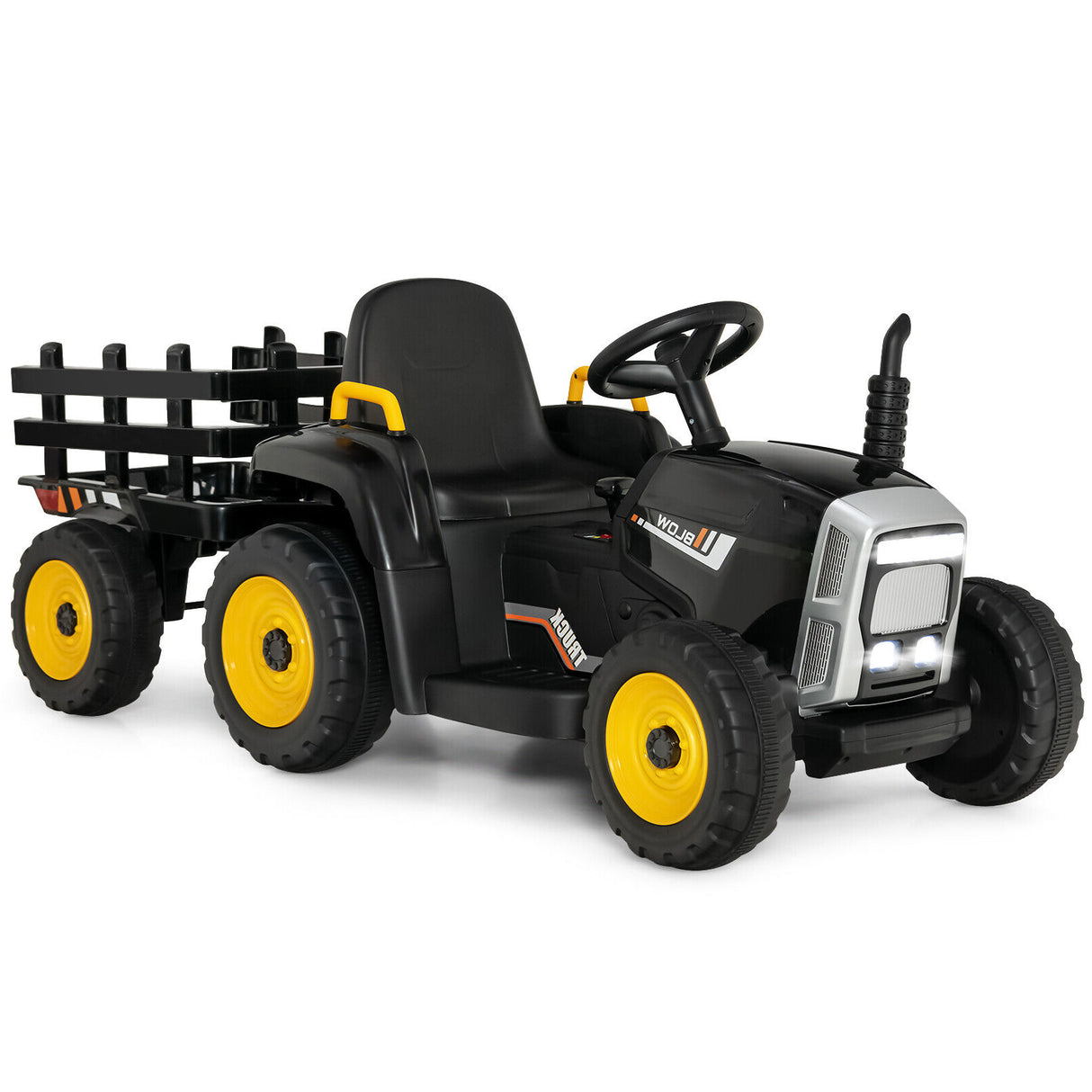 12V Ride on Tractor with 3-Gear-Shift Ground Loader for Kids 3+ Years Old-Green