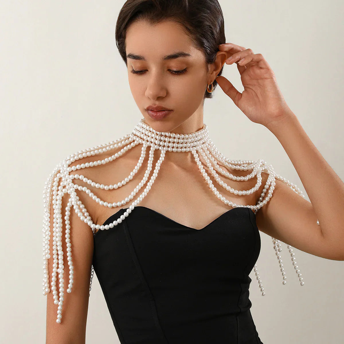 Multi-Layer Tassel Pearl Shoulder Chain
