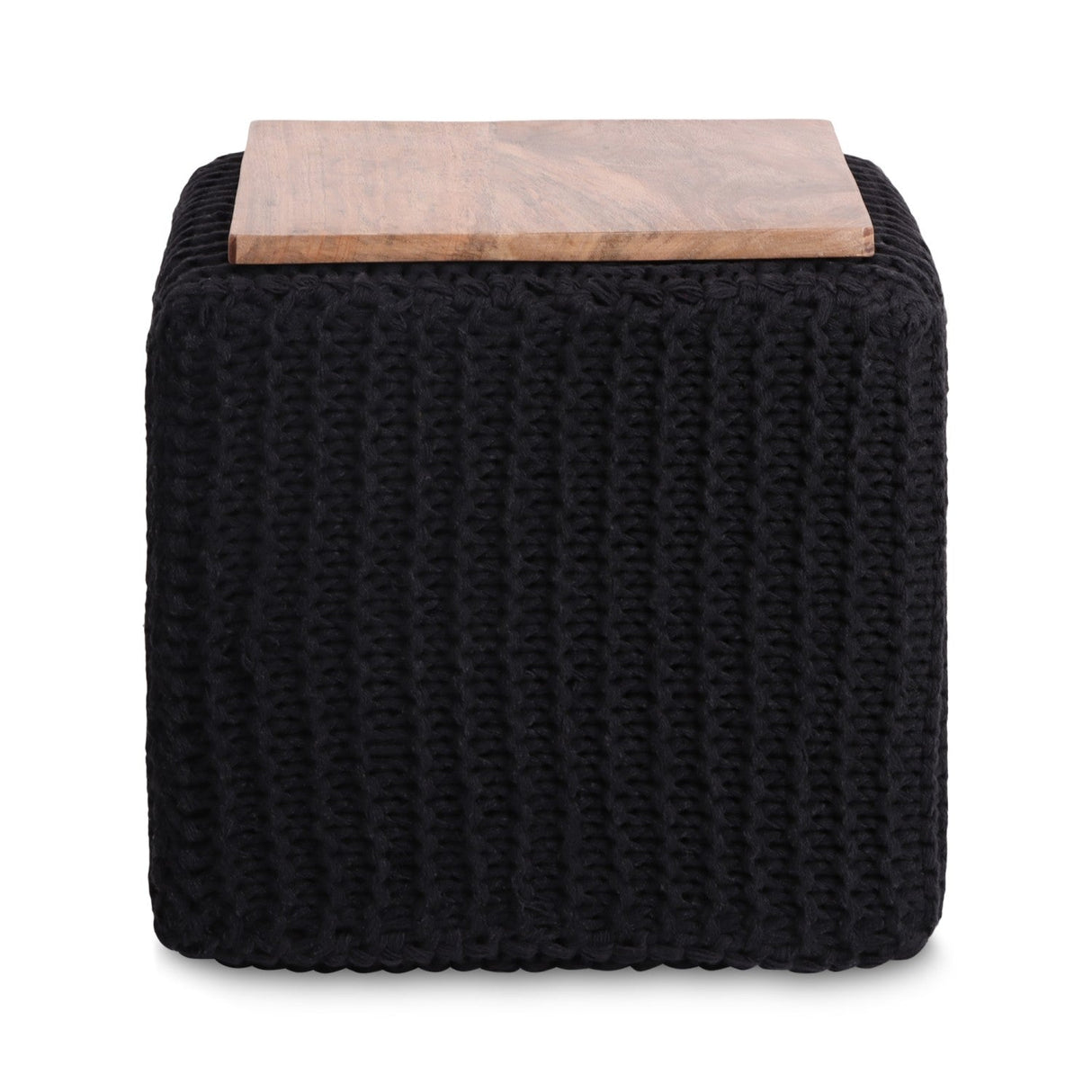 Amayah Pouf with Wooden Tray