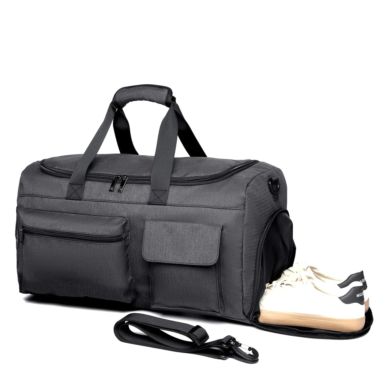 Gym Bag Weekender Bag for Men Travel Duffel Bag with Wet Pocket Large Overnight Bag with Shoe Compartment Carry On Travel Bag Gym Duffle Bag Sports Bag-Black