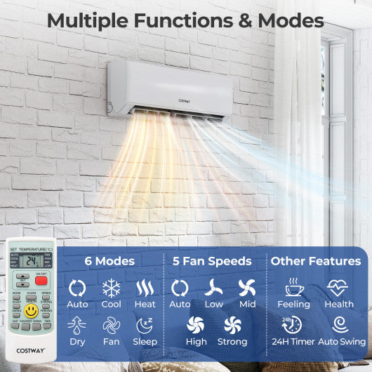 UltrEco Series 18000 BTU 2 Zone 22 SEER2 Mini Split Air Conditioner Wifi Enabled with Heat Pump-7K + 12K