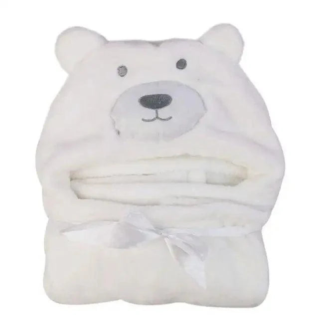 Unique Bear Shaped Baby Hooded Bathrobe Trendy Soft Baby Blanket Baby Bath Towel Cartoon Patter Towel