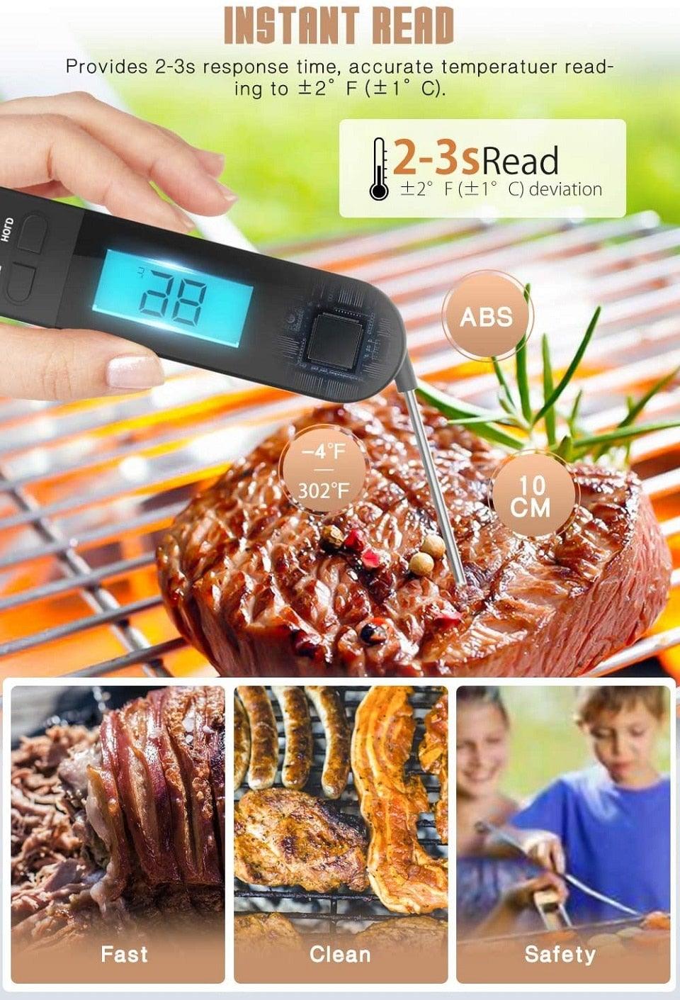 Unique Food Kitchen Digital Meat Thermometer BBQ Instant Read Food Thermometer Waterproof With Backlight And Magnet For Kitchen Cooking Grilling BBQ Backing Liquids Oil Waterproof Kitchen Thermometer For Cooking Tools