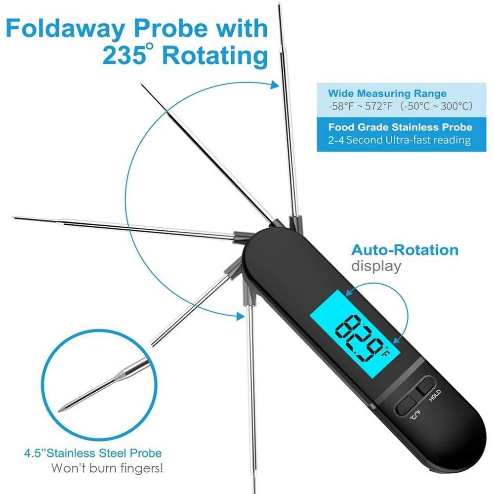 Unique Food Kitchen Digital Meat Thermometer BBQ Instant Read Food Thermometer Waterproof With Backlight And Magnet For Kitchen Cooking Grilling BBQ Backing Liquids Oil Waterproof Kitchen Thermometer For Cooking Tools