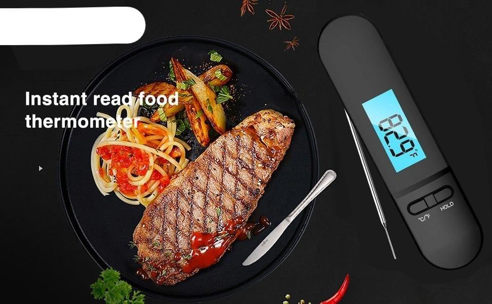 Unique Food Kitchen Digital Meat Thermometer BBQ Instant Read Food Thermometer Waterproof With Backlight And Magnet For Kitchen Cooking Grilling BBQ Backing Liquids Oil Waterproof Kitchen Thermometer For Cooking Tools