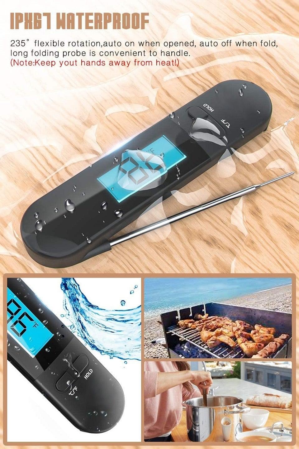 Unique Food Kitchen Digital Meat Thermometer BBQ Instant Read Food Thermometer Waterproof With Backlight And Magnet For Kitchen Cooking Grilling BBQ Backing Liquids Oil Waterproof Kitchen Thermometer For Cooking Tools