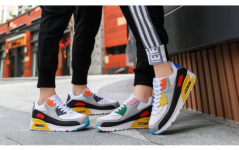 Unisex Air Cushion Sneakers Men's Colorful Casual Fashion Jogging Sneakers Outdoor Sports Sneakers Lace Up Unisex Walk Women's Air Athletic Running Sneakers