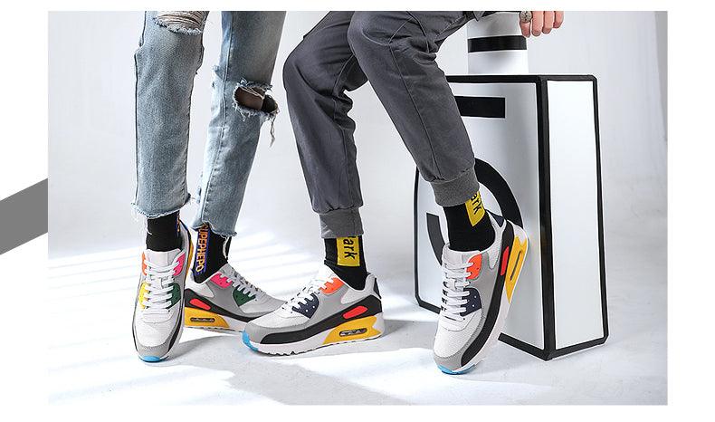 Unisex Air Cushion Sneakers Men's Colorful Casual Fashion Jogging Sneakers Outdoor Sports Sneakers Lace Up Unisex Walk Women's Air Athletic Running Sneakers