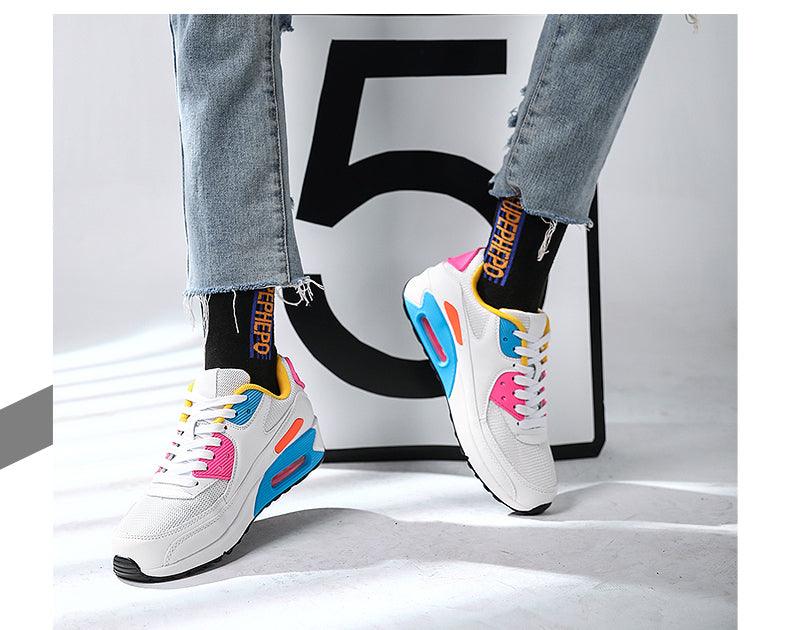 Unisex Air Cushion Sneakers Men's Colorful Casual Fashion Jogging Sneakers Outdoor Sports Sneakers Lace Up Unisex Walk Women's Air Athletic Running Sneakers