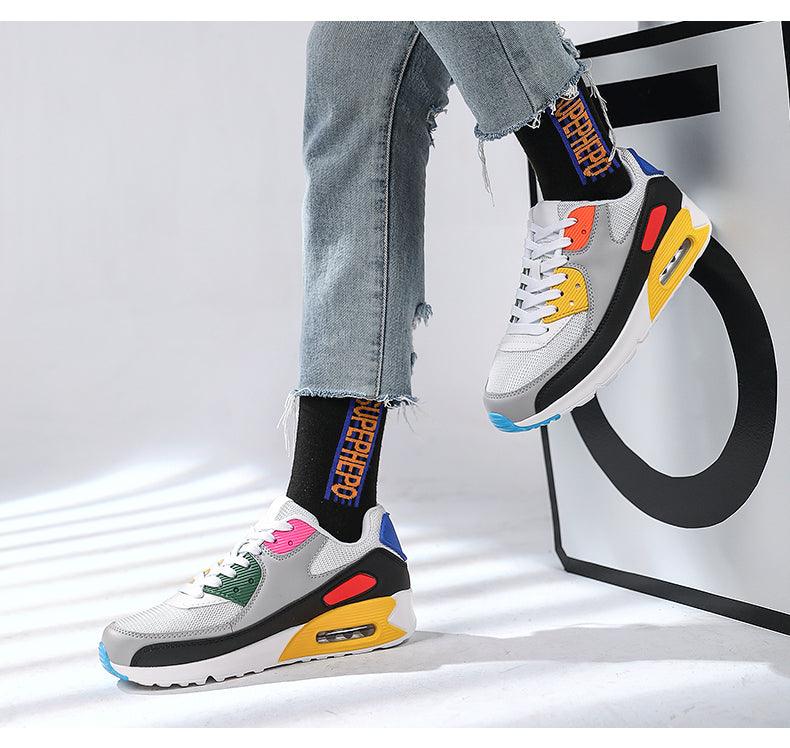 Unisex Air Cushion Sneakers Men's Colorful Casual Fashion Jogging Sneakers Outdoor Sports Sneakers Lace Up Unisex Walk Women's Air Athletic Running Sneakers