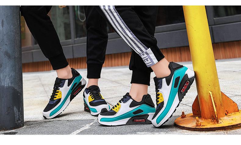 Unisex Air Cushion Sneakers Men's Colorful Casual Fashion Jogging Sneakers Outdoor Sports Sneakers Lace Up Unisex Walk Women's Air Athletic Running Sneakers