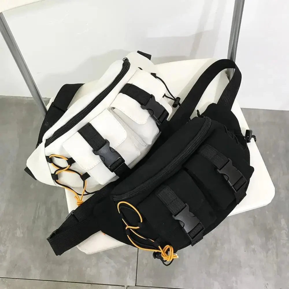 Unisex Casual Stylish Zipper Fanny Black Waist Bag Comfortable Travel Cross Body Bag Large Capacity Bags