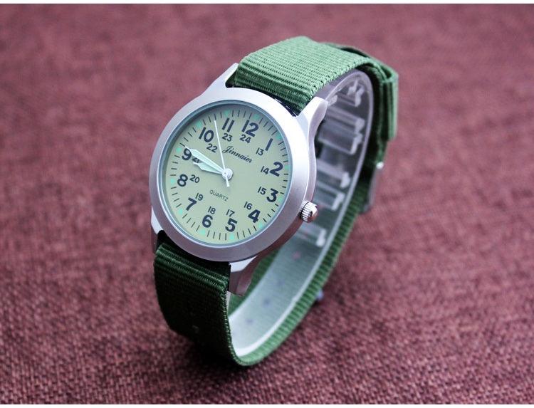 Unisex Fashion Nylon Fabric Kids Children Watch Sport Thin Students Canvas Quartz Dress Wristwatch Military Time Watch Field Outdoor Sport Mens Wristwatch With Slip-Thru Nylon Band