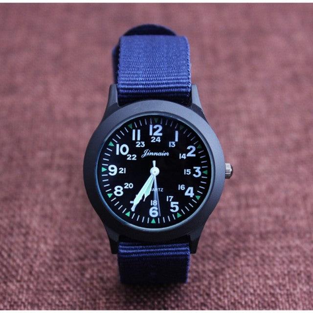 Unisex Fashion Nylon Fabric Kids Children Watch Sport Thin Students Canvas Quartz Dress Wristwatch Military Time Watch Field Outdoor Sport Mens Wristwatch With Slip-Thru Nylon Band