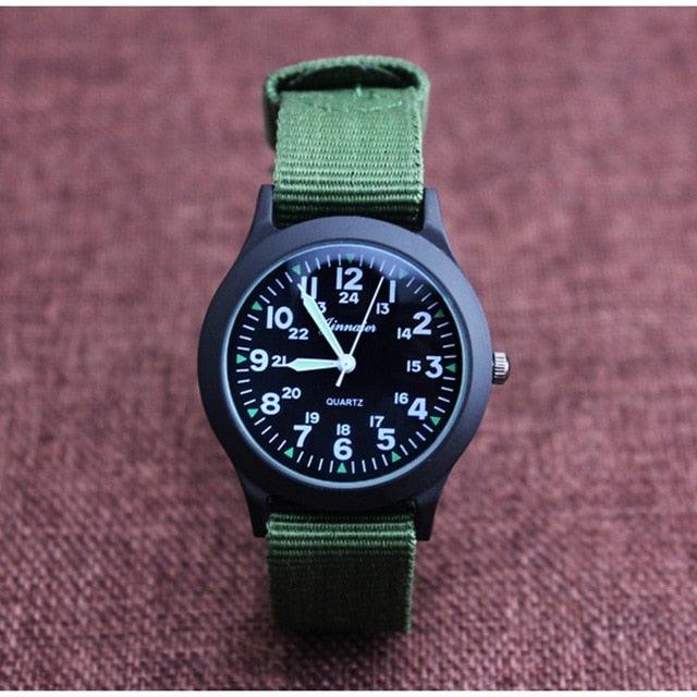 Unisex Fashion Nylon Fabric Kids Children Watch Sport Thin Students Canvas Quartz Dress Wristwatch Military Time Watch Field Outdoor Sport Mens Wristwatch With Slip-Thru Nylon Band
