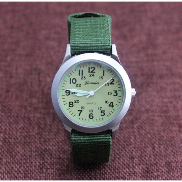 Unisex Fashion Nylon Fabric Kids Children Watch Sport Thin Students Canvas Quartz Dress Wristwatch Military Time Watch Field Outdoor Sport Mens Wristwatch With Slip-Thru Nylon Band