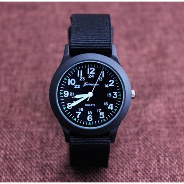 Unisex Fashion Nylon Fabric Kids Children Watch Sport Thin Students Canvas Quartz Dress Wristwatch Military Time Watch Field Outdoor Sport Mens Wristwatch With Slip-Thru Nylon Band