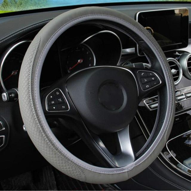 Universal Car Steering Wheel Cover Skid Proof Auto Steering- Wheel Cover Anti-Slip Embossing Leather Auto Car Steering Wheel Cover Auto Steering- Wheel Cover Microfiber Leather Viscose Breathable Anti-Slip Anti-Slip Embossing Car-styling Car Accessories