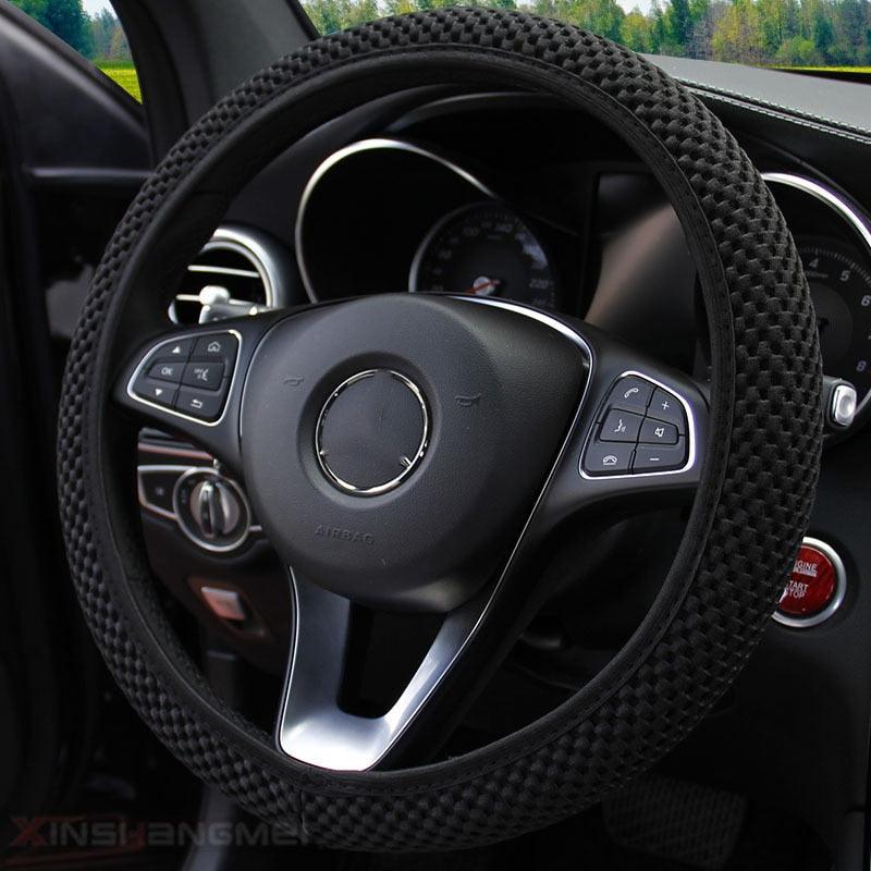 Universal Ice Silk Steering Wheel Cover Wear-resistant Anti-slip Car Accessories Microfiber Breathable Ice Silk Steering Wheel Cover Gear Handbrake Breathable Anti-Slip Warm Steering Wheel Cover Winter Cool Summer Cover Interior