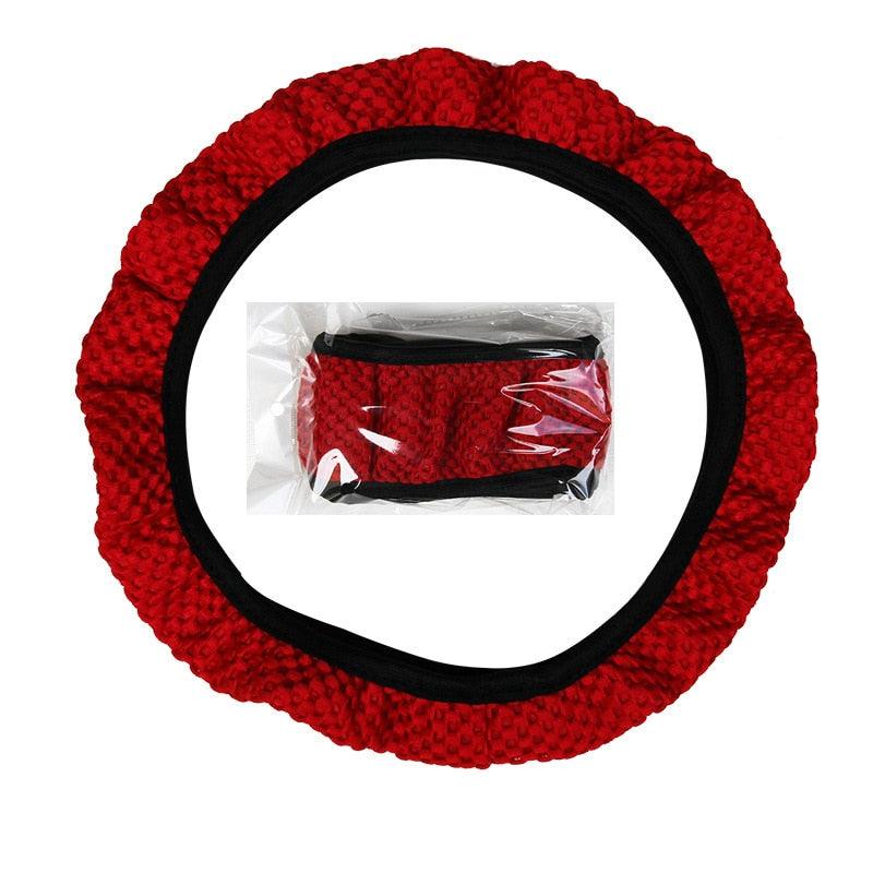 Universal Ice Silk Steering Wheel Cover Wear-resistant Anti-slip Car Accessories Microfiber Breathable Ice Silk Steering Wheel Cover Gear Handbrake Breathable Anti-Slip Warm Steering Wheel Cover Winter Cool Summer Cover Interior